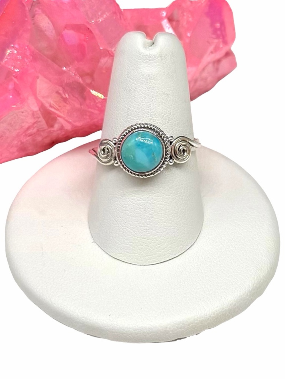 Kingman Turquoise Ring Size 8 Solid 925 Sterling Silver